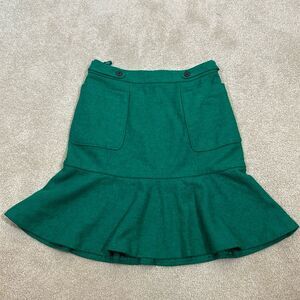 Maeve Anthropologie Green Wool Lined Mini Skirt Preppy Collegiate Women Size 0